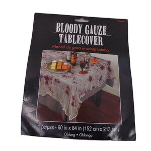 Amscan New Bloody Gauze Table Cover Cloth Oblong 60x84 In NIP Halloween Decor